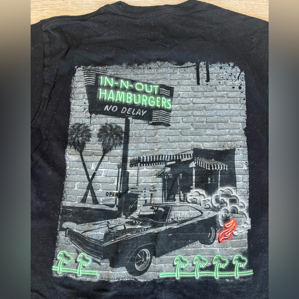 In N Out Burger Graphic Tee Small Black Diner Car Shirt Casual Streetwear